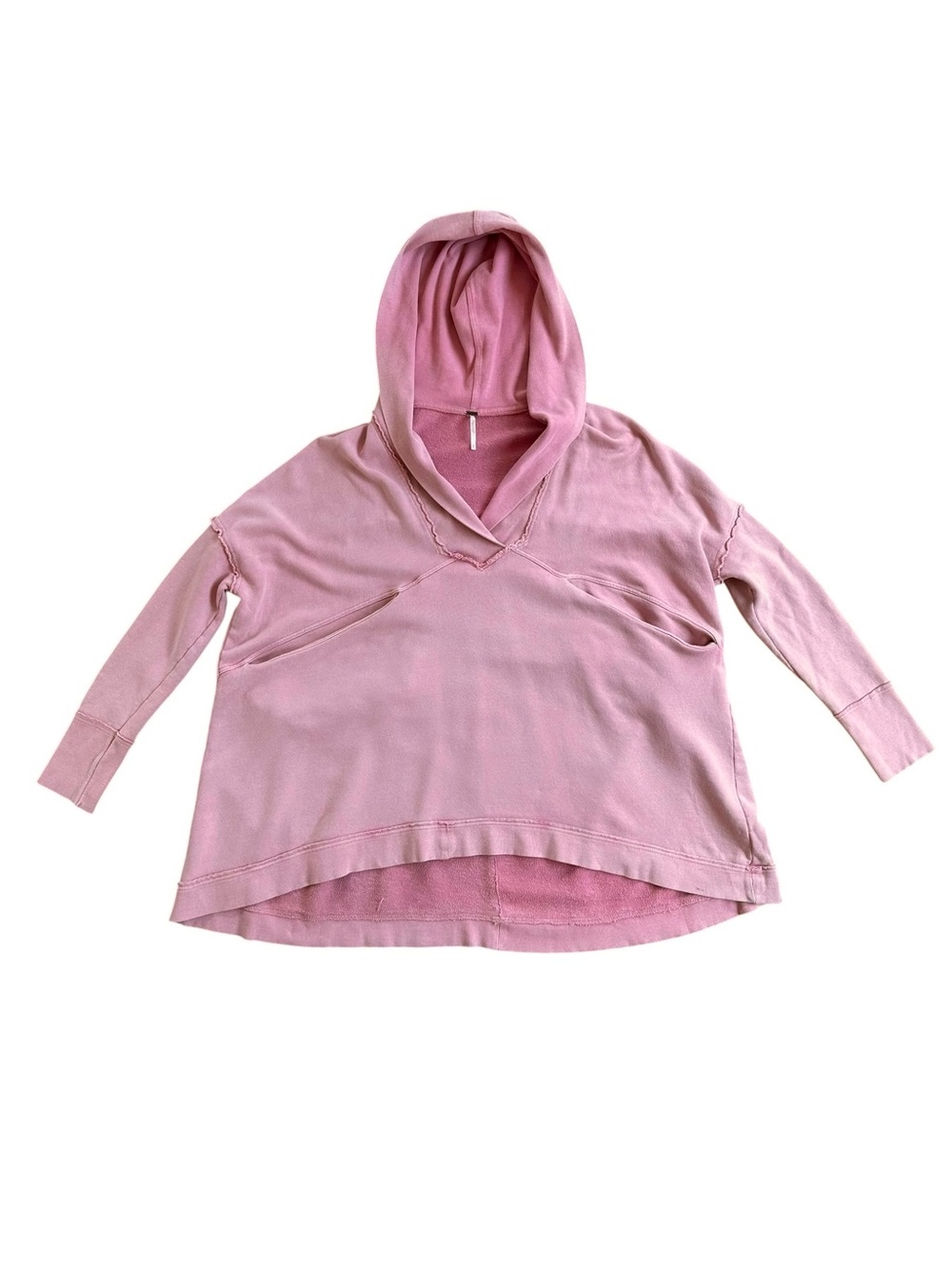 Free People Pink Oversized Pullover V Neck Hoodie